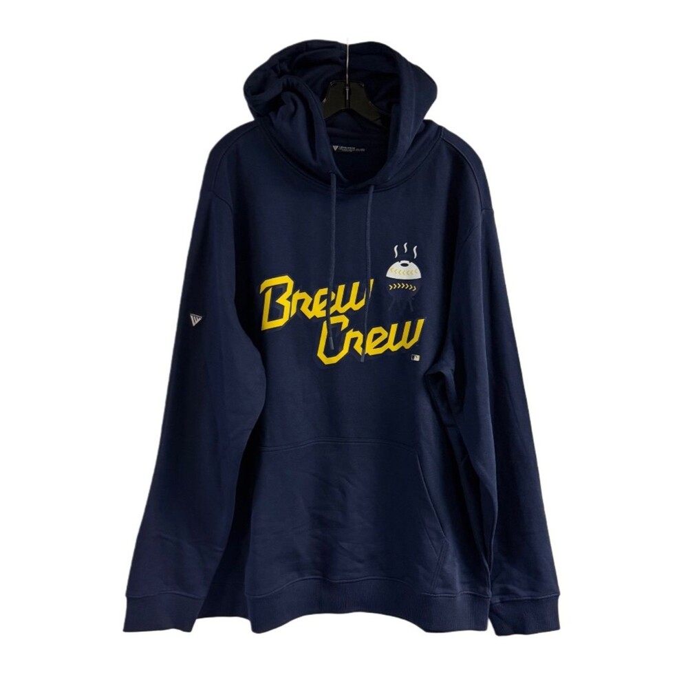 NWT Milwaukee Brewers Brew Crew Blue City Connect Podium Pullover Hoodie SZ 2XL